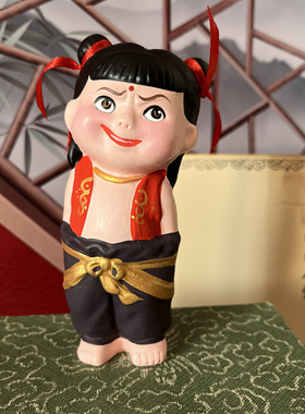 泥人张《哪吒之魔童闹海》 插兜哪吒 潮玩手办泥人桌面摆件周边
