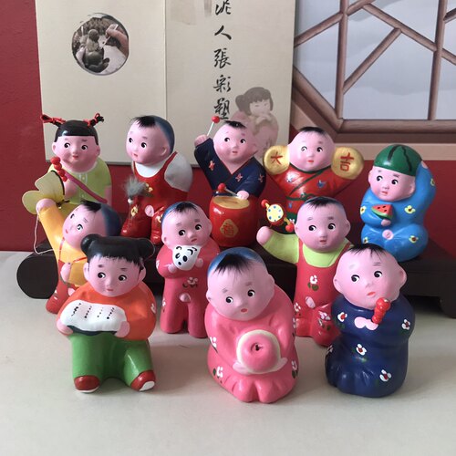 天津特产泥人张手工艺品小摆件 送朋友小百子求子摆件旅游小礼品 - 图0
