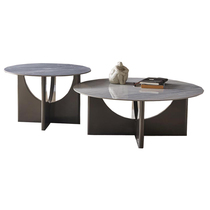 Minimalist light extravagant modern home style living room size tea table combined creative round rock board a few table metal tea table