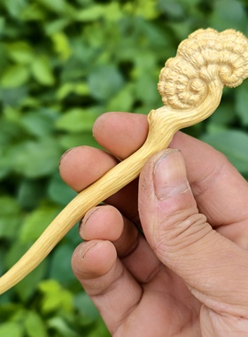 守一原创◆迷你小号灵芝发簪黄杨木儿童短款发量少古风汉服木簪子
