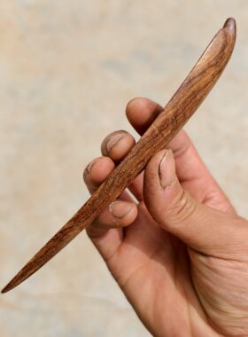 守一孤品◆刺猬紫檀发簪宽扁粗款手工汉服古风新中式日常木簪子