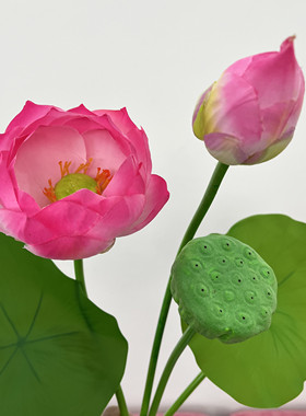 手感仿真花桌面瓶插花摆件PU莲花