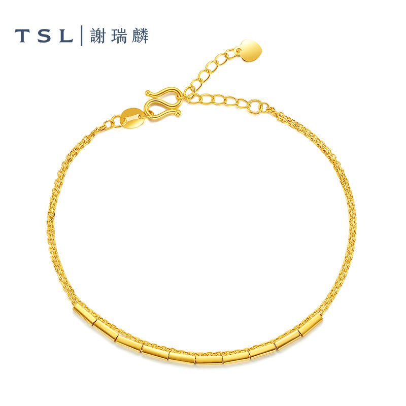 【百亿补贴】TSL谢瑞麟黄金手链小方块5G工艺足金项链XK679-图1