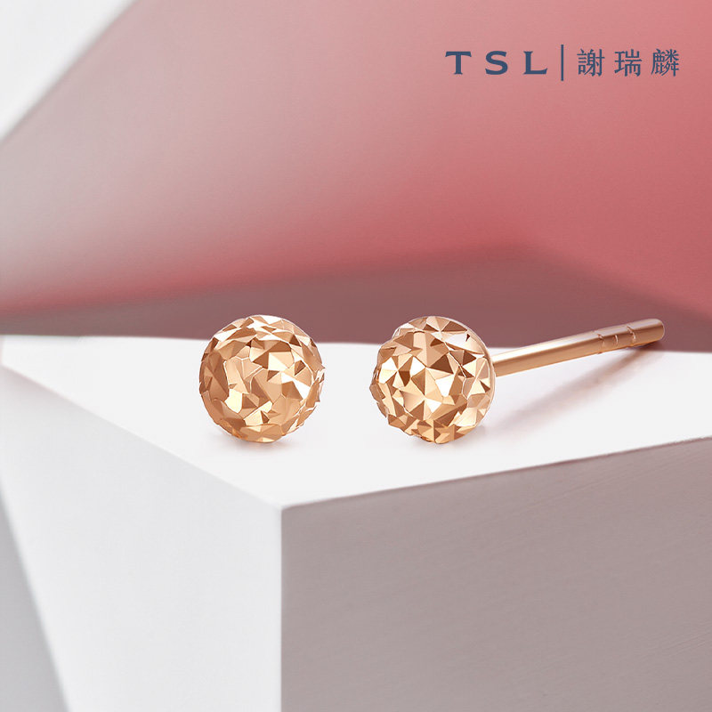 【百亿补贴】TSL谢瑞麟18k玫瑰金耳环基础款女耳钉一对耳饰AG541,淘宝优惠券,粉丝福利购,淘宝优惠卷