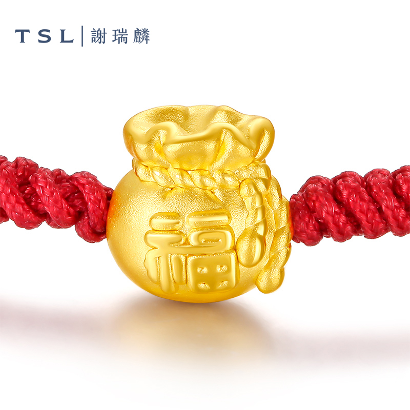 [520礼物]TSL谢瑞麟福袋足金转运珠平安健康3D硬金黄金XI369-图0