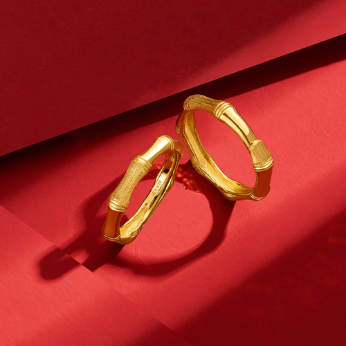 TSL谢瑞麟黄金戒指婚嫁婚庆简约竹节足金戒指指环YQ941 - 图3