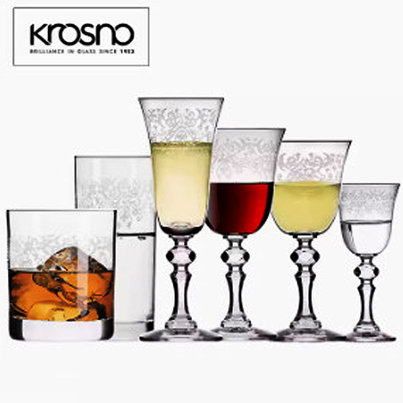 波兰 Krosno水晶玻璃复古花纹葡萄酒杯烈酒杯香槟杯威士忌杯套装,淘宝优惠券,粉丝福利购,淘宝优惠卷