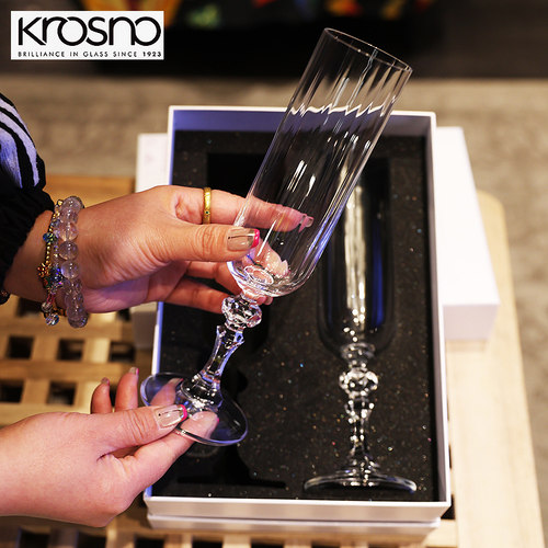波兰进口Krosno水晶玻璃家用送礼红酒高脚葡萄酒杯香槟杯对杯礼盒 - 图2