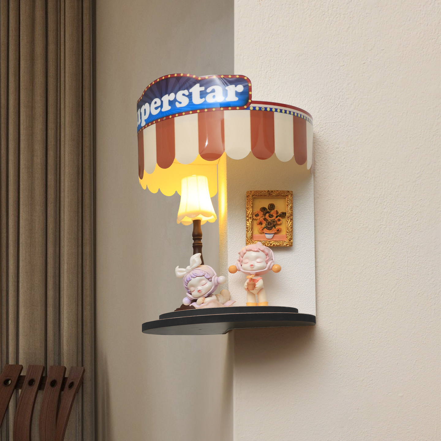 国补免打孔转角盲盒收纳展示架创意阳角墙角壁灯萌粒手办置物架,淘宝优惠券,粉丝福利购,淘宝优惠卷