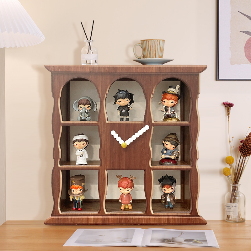 Creative blind box figure storage box with clock display stand
