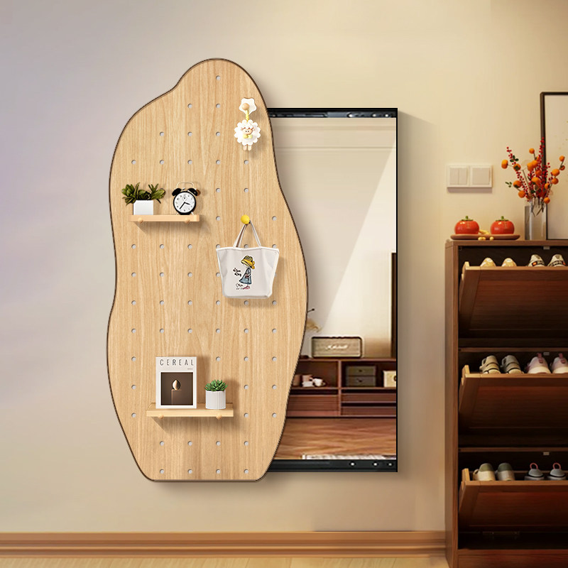 原木风洞洞板推拉镜异形玄关隐藏式全身镜挂画隐形可关闭试衣镜子,淘宝优惠券,粉丝福利购,淘宝优惠卷