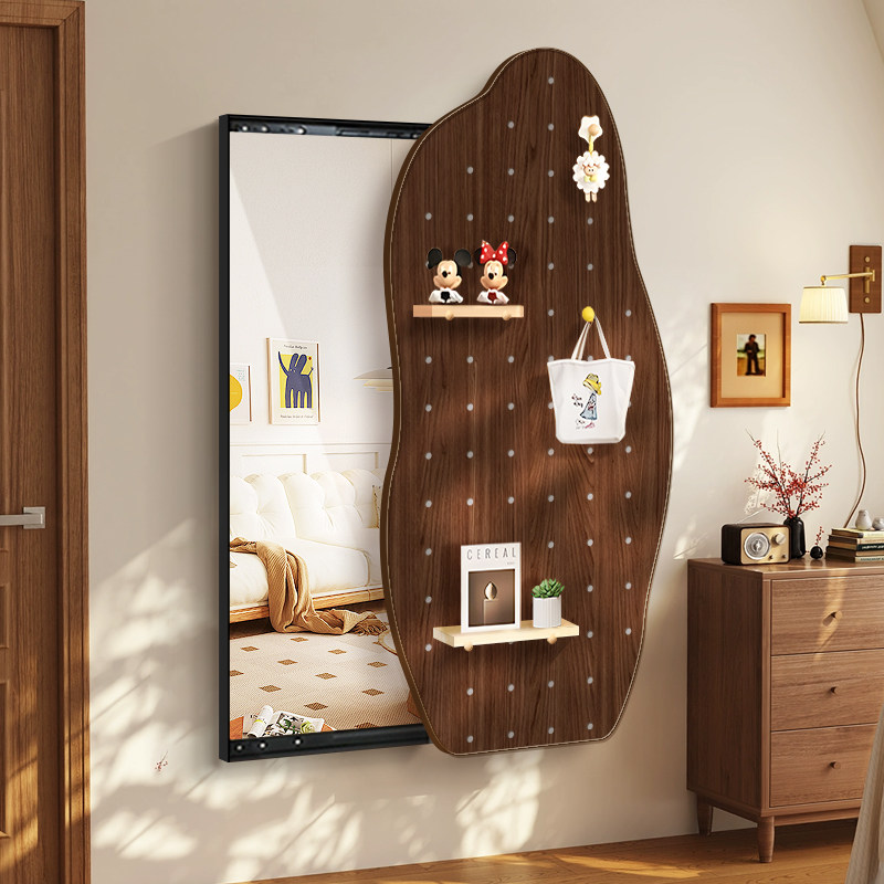 原木风洞洞板推拉镜异形玄关隐藏式全身镜挂画隐形可关闭试衣镜子,淘宝优惠券,粉丝福利购,淘宝优惠卷