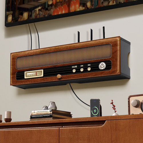 wifi路由器收纳盒上墙光猫放置架插排插线板遮丑网线电线隐藏神器 - 图2