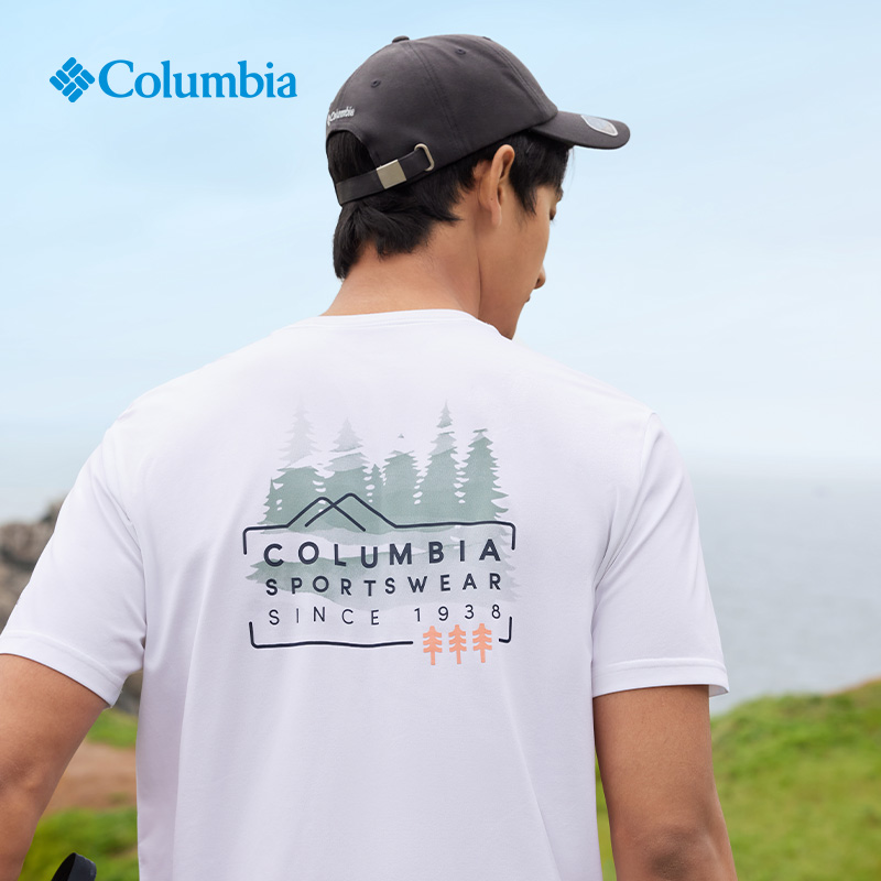 Columbia哥伦比亚户外男女同款吸湿透气干爽运动短袖T恤AE0960-图0