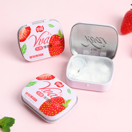 奇峰无糖薄荷糖16g口气清新持久亲嘴非提神润喉糖果口香糖整盒YX5