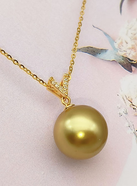 S925纯银小V形母贝珍珠吊坠