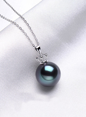 S925银女款皇冠母贝珍珠吊坠项链