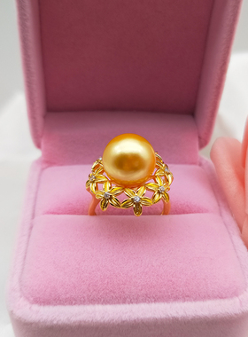 开口可调节花朵大气珍珠戒指