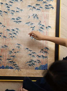 若奈 织毯挂画！《竹居》手工金丝感光泽客厅玄关书房主画