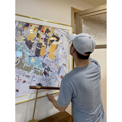 绝版丝巾画若奈壁画自由岛客厅餐厅大幅现代装饰画超大方形挂画 - 图0