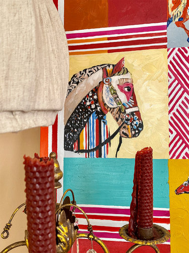 若奈装饰画 美式Red Herm*无框现代装饰画客厅轻奢高档玄关画墙画 - 图1