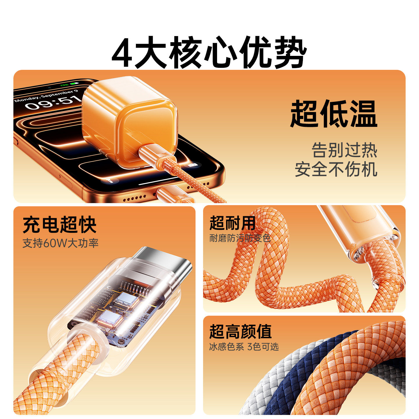 【新年限定】BS适用苹果17proMax数据线iPhone16充电线15pro手机闪typec接口快充正品2米车载usb17air编织线,淘宝优惠券,粉丝福利购,淘宝优惠卷