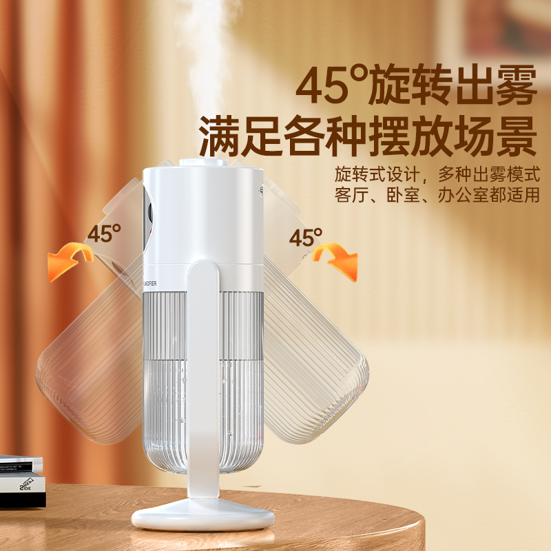 【新款可旋转】双喷加湿器家用usb静音卧室桌面小型迷你便携式喷脸宿舍学生大容量孕妇婴儿空气喷雾温馨夜灯 - 图0