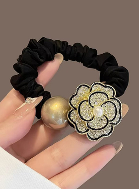 甜美水钻珍珠花朵发绳金典高级感