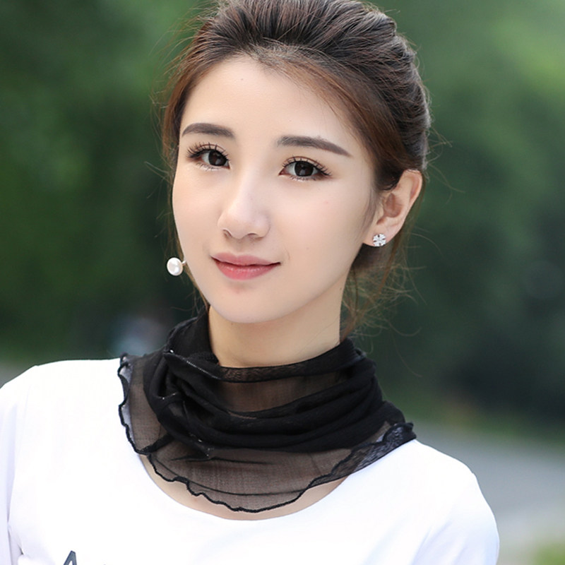 春秋真丝围脖女桑蚕丝脖套装饰假领子薄款夏天脖子防晒护颈小丝巾