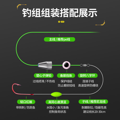 逗钓鲫鱼20件配件钓组子弹铅坠路亚线组套装卡罗全套冬季钓鱼鱼饵 - 图0