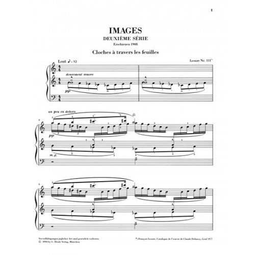 亨乐原版 德彪西 意象集卷二 钢琴独奏带指法 Debussy Images 2e série HN389 - 图2