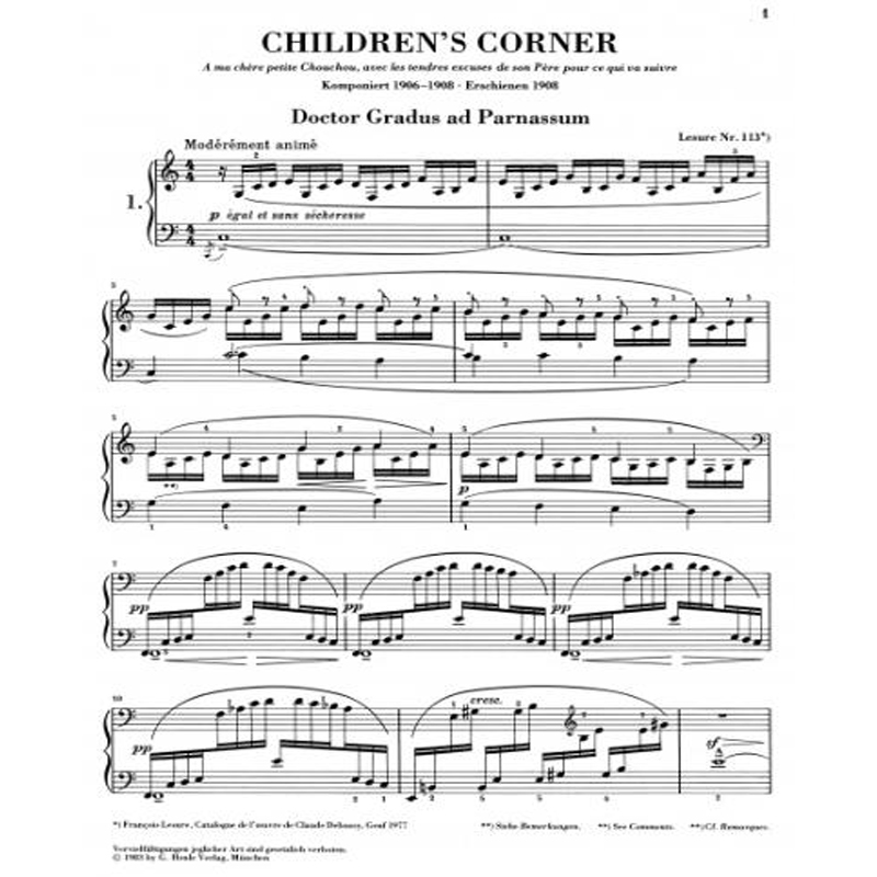 亨乐原版 德彪西儿童乐园 钢琴独奏 Debussy Children's Corner HN382 - 图2