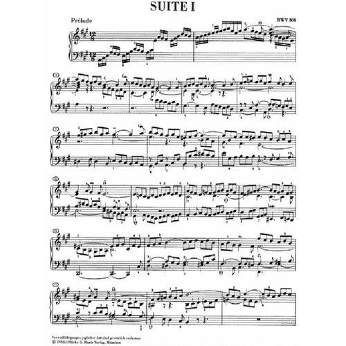 亨乐原版 巴赫 英国组曲BWV806-808 钢琴独奏带指法 Bach English Suites 1-3 BWV 806-808 HN102 - 图1