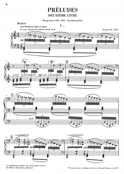 亨乐原版 德彪西前奏曲卷二 钢琴独奏带指法 Debussy Préludes II HN384 - 图1