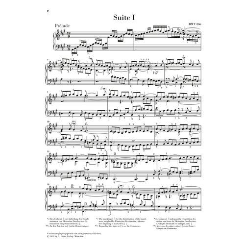 亨乐原版 巴赫 英国组曲BWV806-811 修订版 钢琴独奏带指法 Bach English Suites BWV806-811 HN595 - 图1