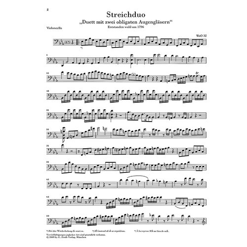 亨乐原版 贝多芬 中提琴与大提琴二重奏WoO32 附大提琴分谱 Beethoven Duet with two Obligato Eyeglasses WoO32 HN944 - 图3
