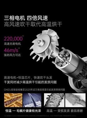 徕芬乔德国电吹风机家用负离子护发静音速干大功率6800风力高速吹