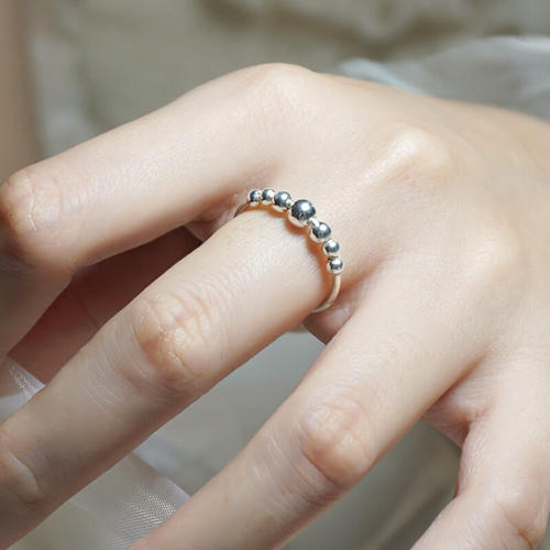 纯银戒指女999足银转运珠食指个性小指简约时尚开口闭口尾戒潮人 - 图0