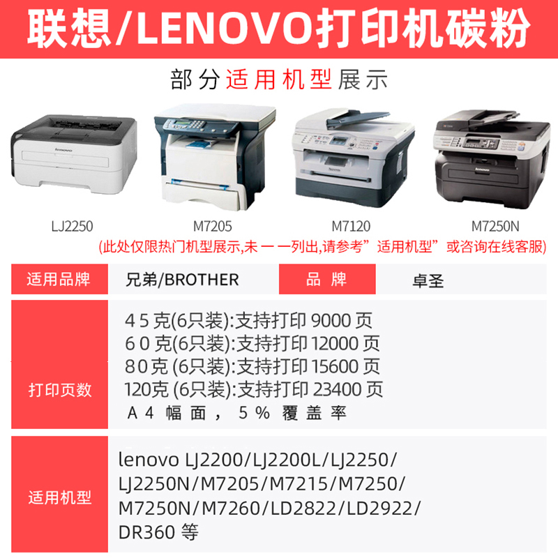 联想M7205墨粉m7250打印机碳粉LJ2200 LT2822黑白激光打印机炭粉-图1