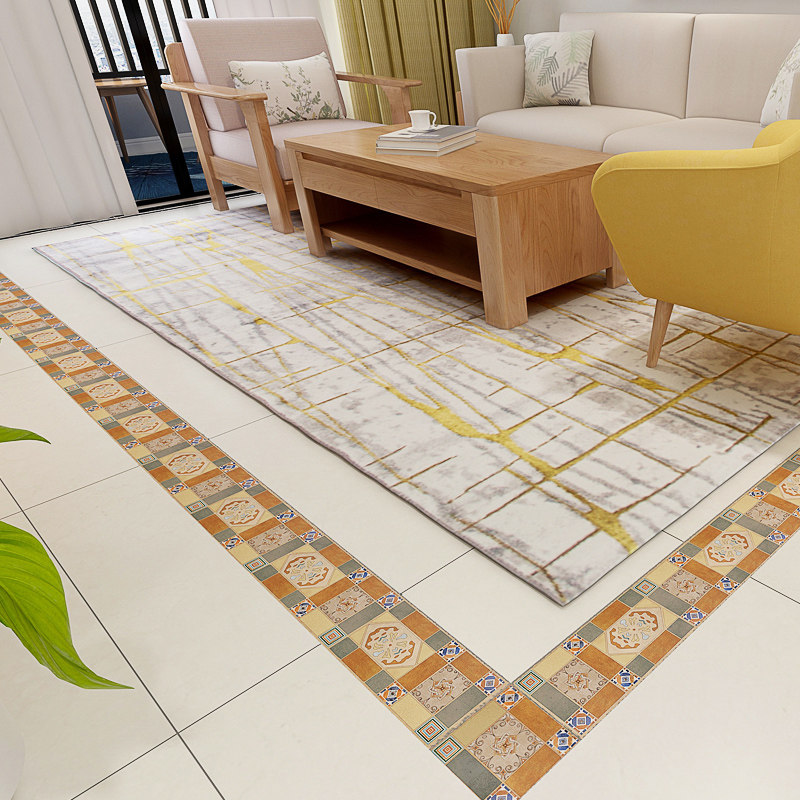 大理石波导线地面贴纸波打线瓷砖过道客厅地板咖啡店餐厅装饰墙贴