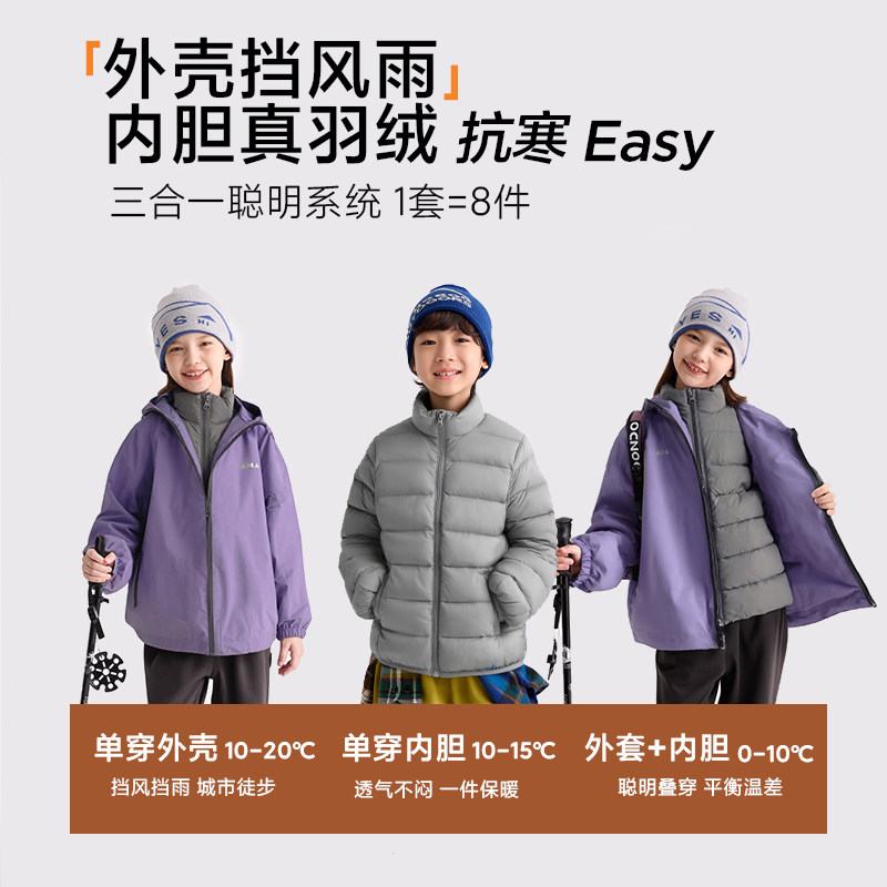 咕噜日记童装儿童三合一羽绒服秋冬款女童防水防风上衣男童外套,淘宝优惠券,粉丝福利购,淘宝优惠卷