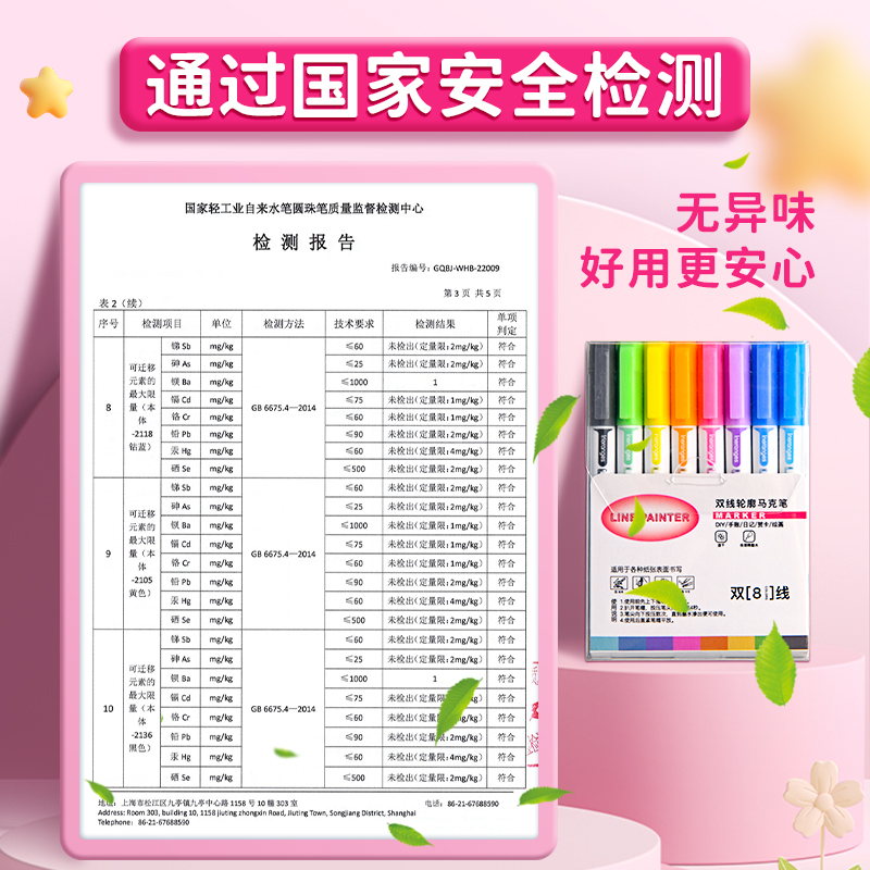 双线轮廓笔24色闪光手抄报手帐专用啫喱双色荧光标记马克写字学生儿童用花型手账彩笔曲线小报记号果冻笔描边 - 图3