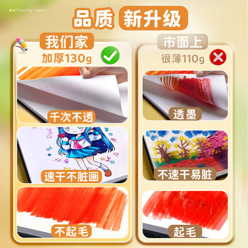 马克笔专用绘画本a4图画素描本加厚画画本子动漫马克纸丙烯笔手绘小学生画纸8开美术生专业用纸8k空白a3漫画 - 图2