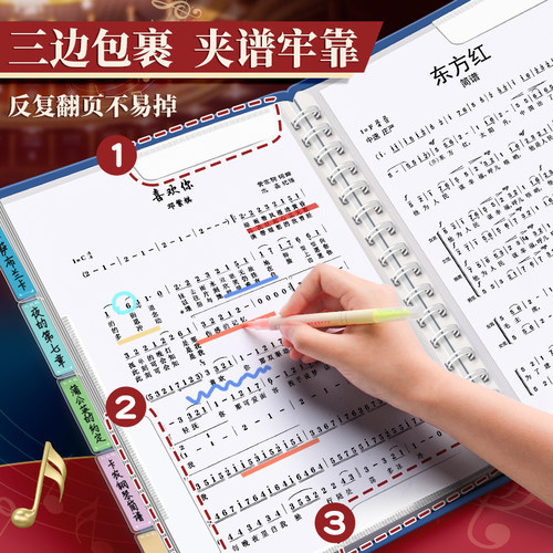 谱夹乐谱夹a4文件夹钢琴专用谱夹子不反光可修改音乐曲谱夹活页展开式透明资料夹琴谱册插页收纳册合唱歌曲谱 - 图1
