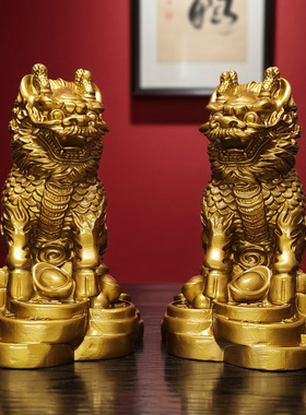 招财八卦麒麟一对摆件乔迁礼品