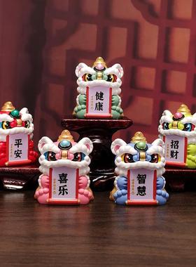 树脂醒狮装饰摆件招财镇宅中国风