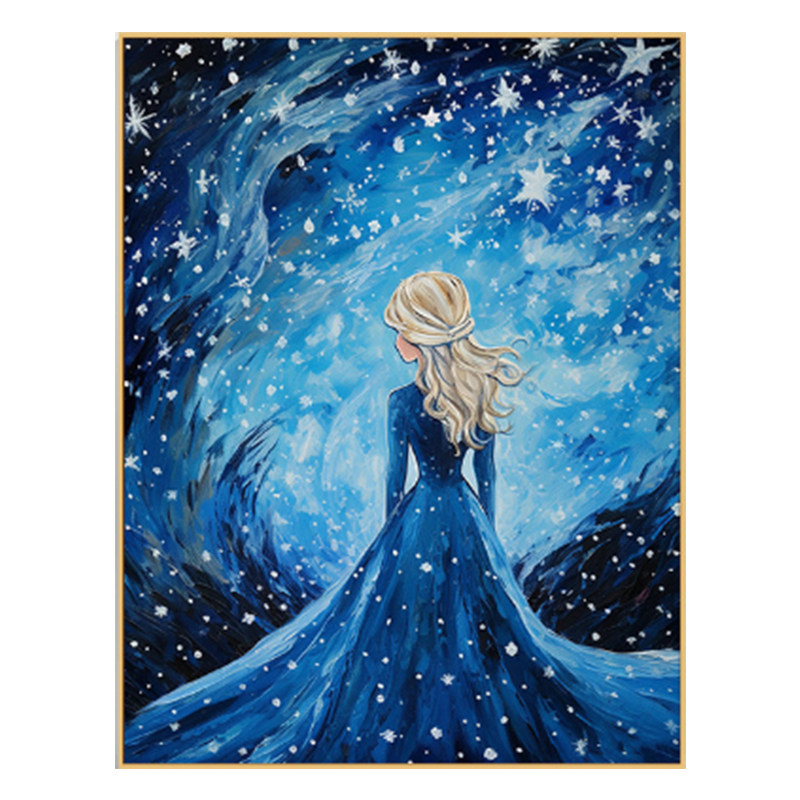 diy数字彩油画艾莎公主动漫冰雪奇缘抽象手绘油画填充画画丙烯画