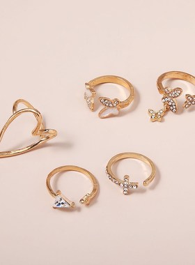 cross-border cross butterfly rings set joint ring 蝴蝶戒指女