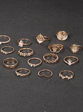 2022 Vintage Cross Heart Joint Ring retro rings finger 1 set