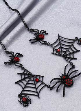 项链 clavicle chain Black Spider Web Necklace Halloween Gift
